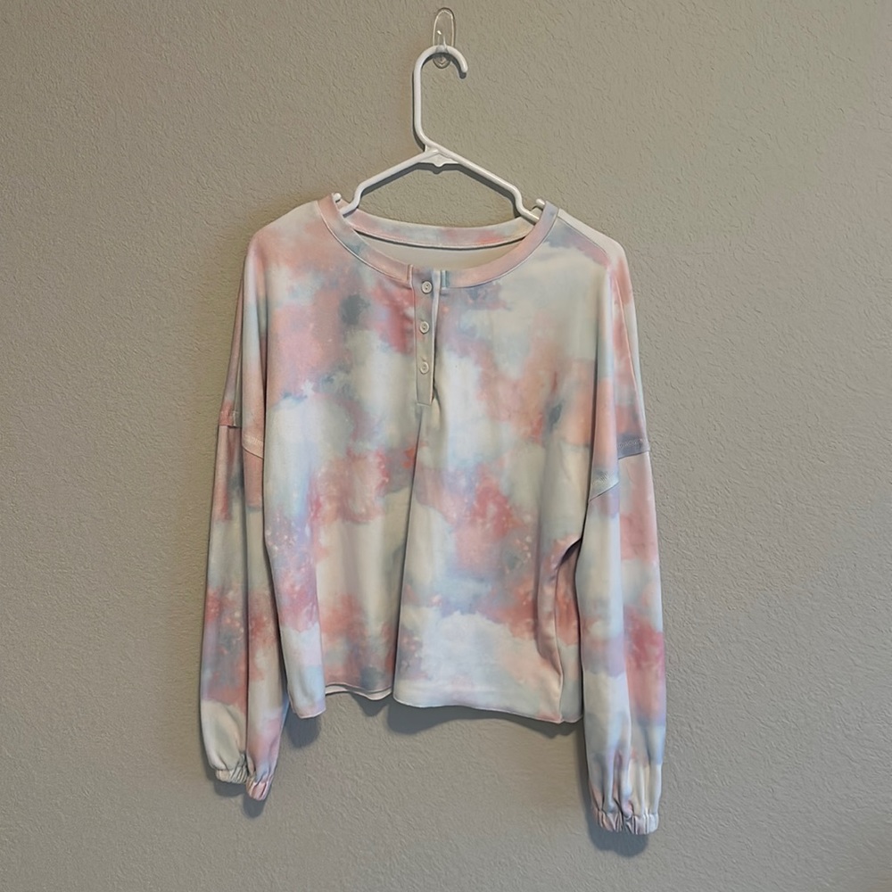 Cotton Candy Tie Dye oversized Sweatshirt with Buttons